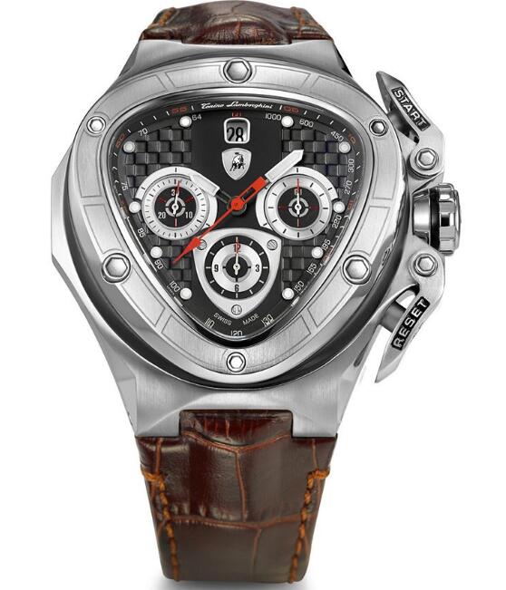fake Lamborghini Spyder 8952 Chronograph Black Dial Brown Leather Men's Watch